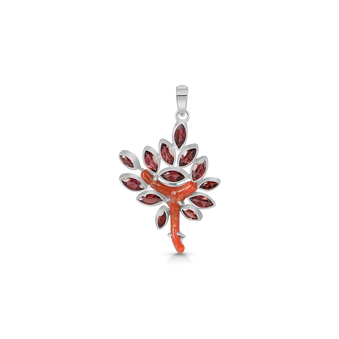 Red Coral & Garnet Pendant-(COR-P-30)